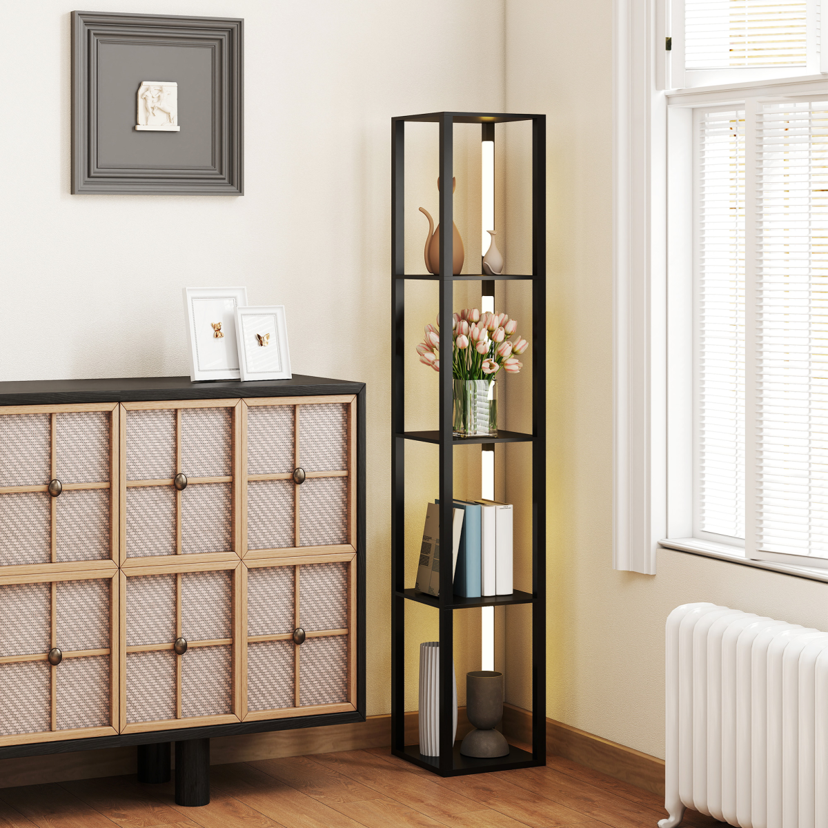 Stylish HOMCOM Floor Lamp for Living Room, Standing Lamp with Foot Switch, Black adds warmth and functionality to your space.