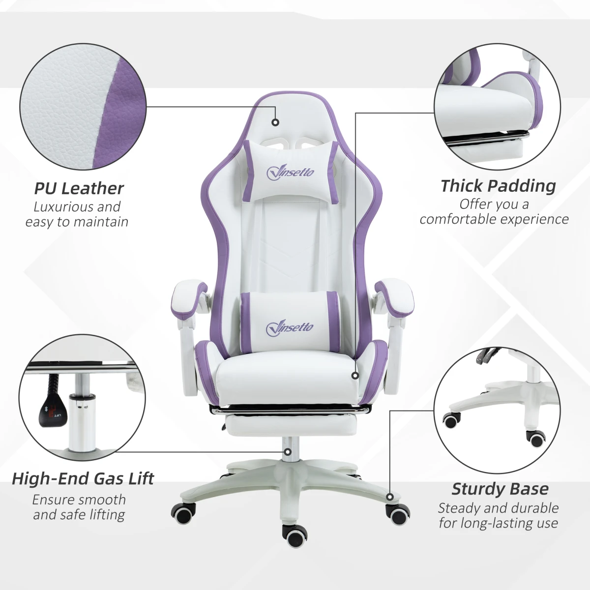 Vinsetto Vinsetto Racing Style Gaming Chair FullSize 135Degree Recline Footrest for Gamers - Office Chair