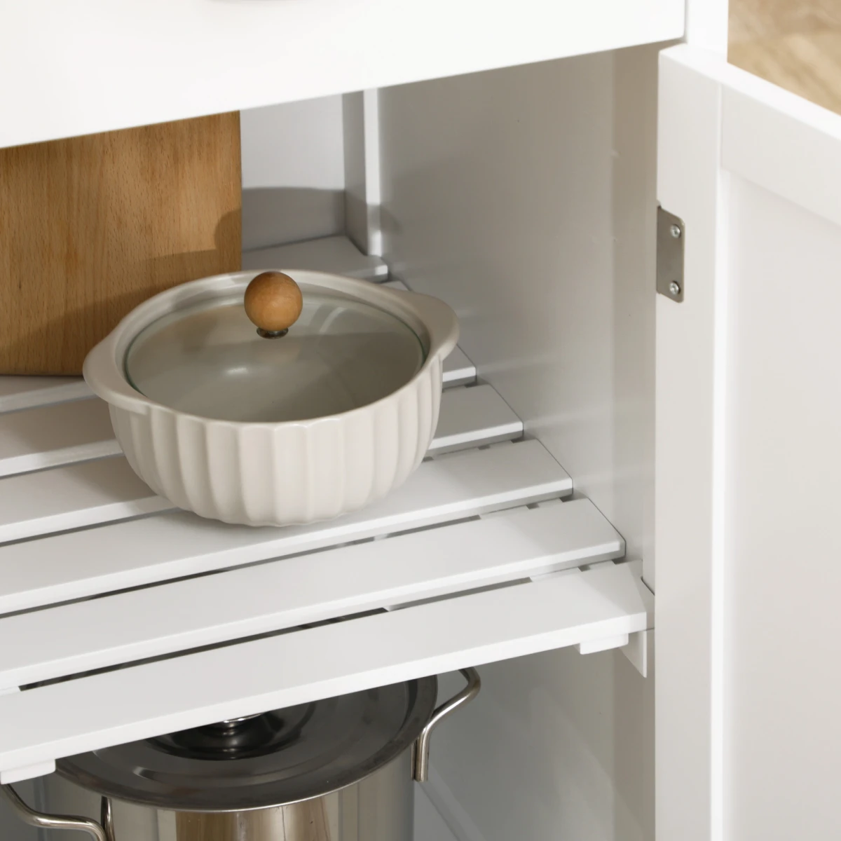 HOMCOM Kitchen Trolley Utility Cart on Wheels with Wine Rack, Drawer, Open Shelf White - Wine Rack