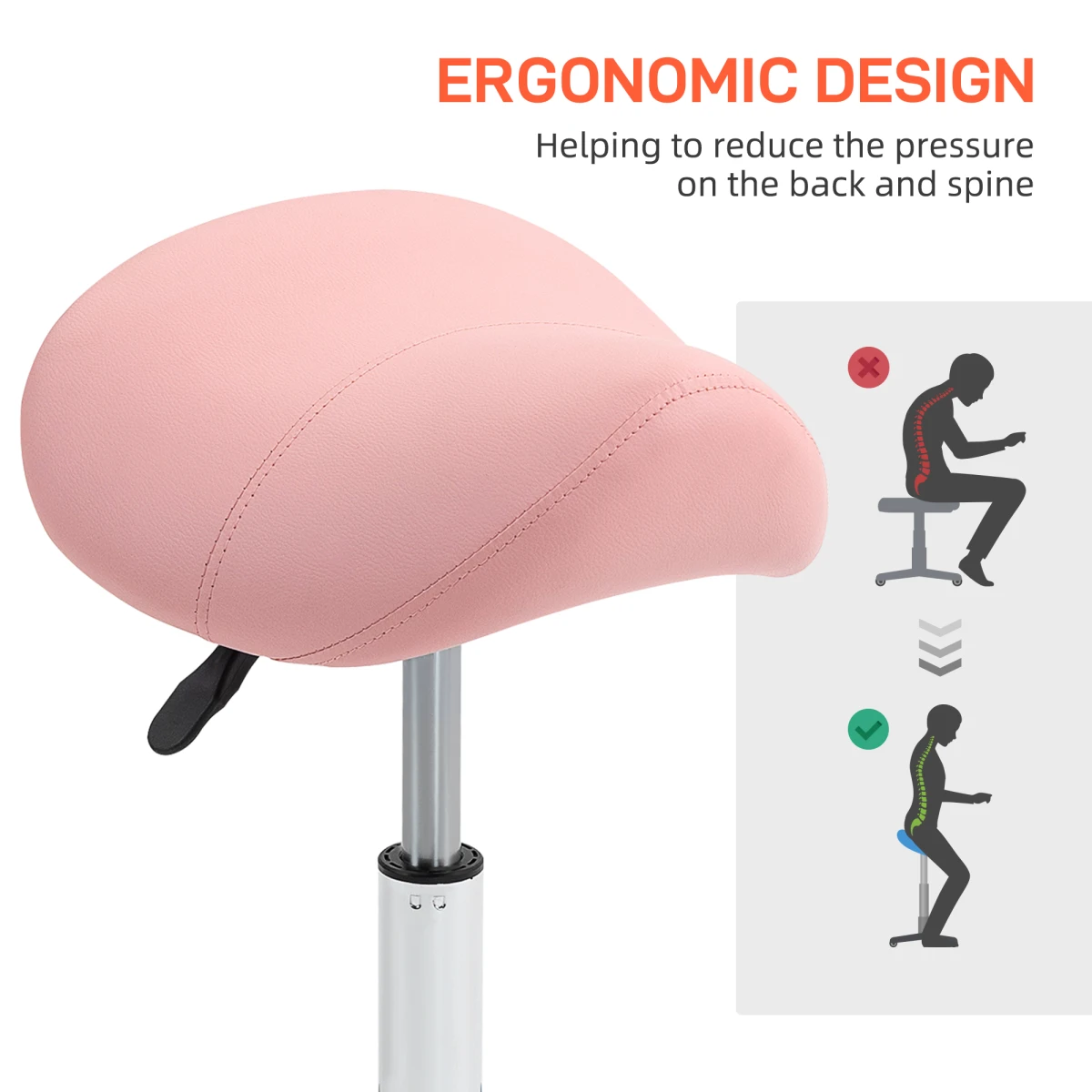 HOMCOM Saddle Stool 49-61cm Adjustable Salon by HOMCOM