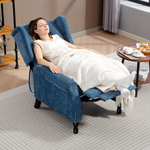 HOMCOM Manual Reclining Armchair With Footrest Royal Blue - HOMCOM - Home Symphony