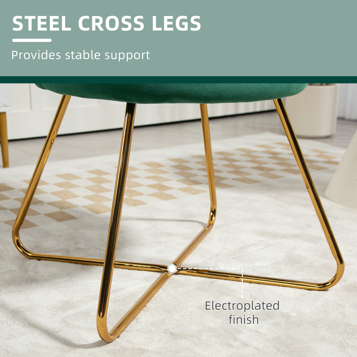 HOMCOM green velvet lotus-backrest accent chair with gold electroplated legs for living room.