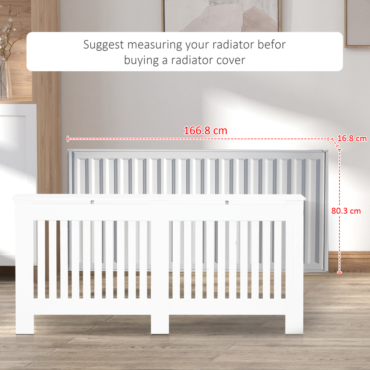 HOMCOM Radiator Cover 172x19x81.5cm Slatted Home - Homcom - Home Symphony