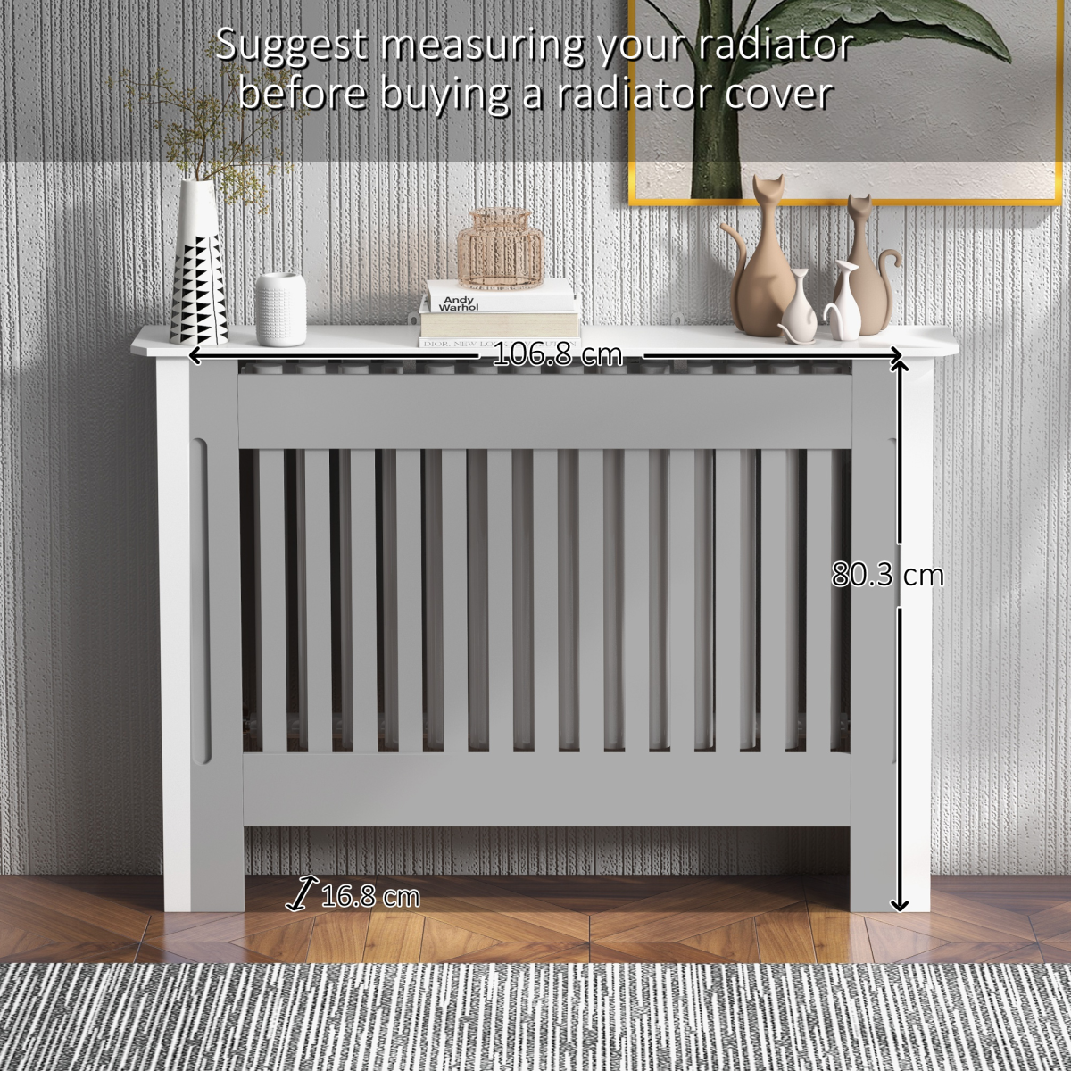 HOMCOM Radiator Cover 112x19x81cm Slatted Home