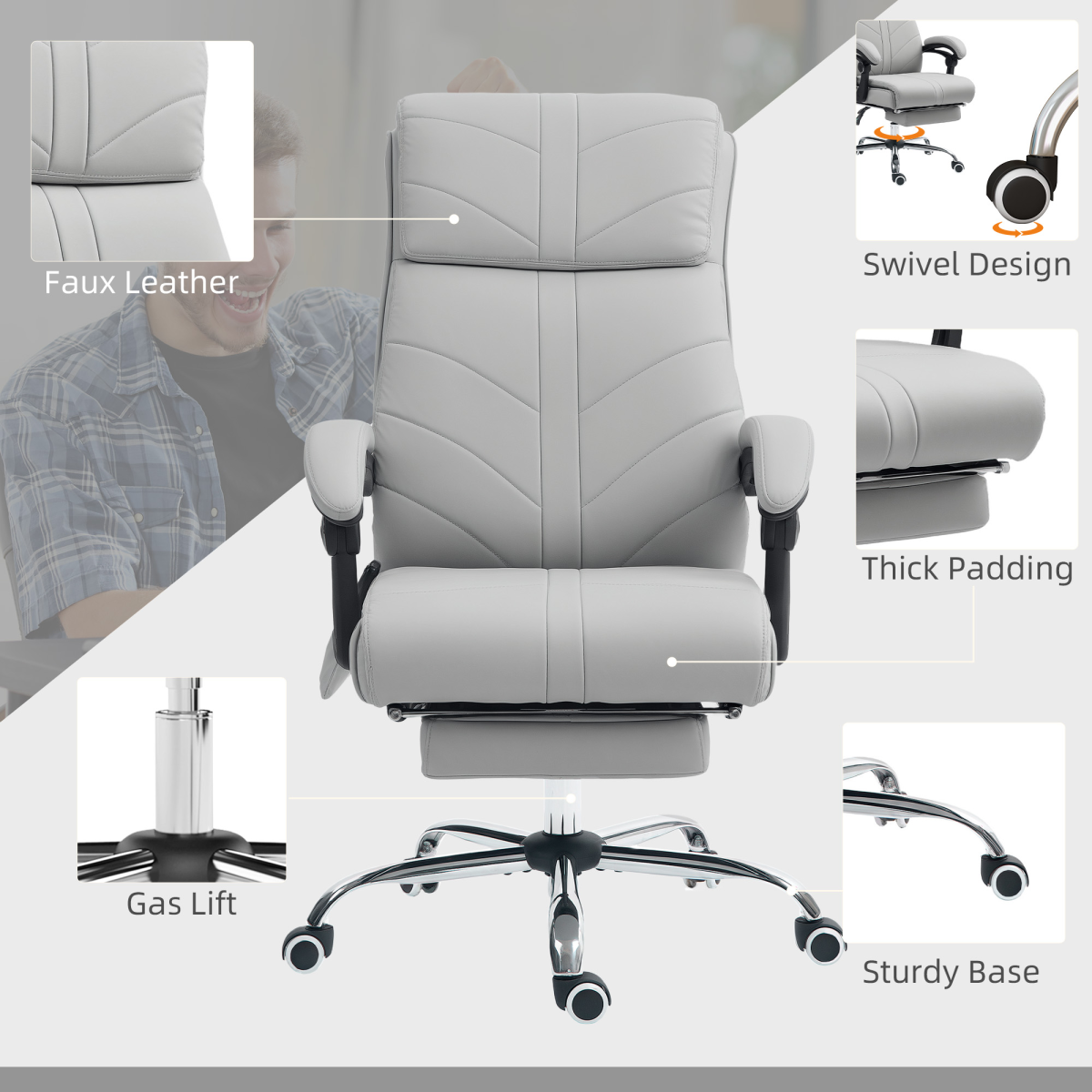 Vinsetto Massage Office Chair Ergonomic Four Point Vibration With Heat For Home Office