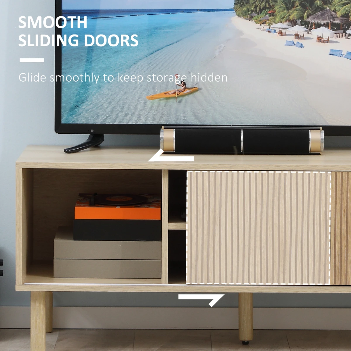HOMCOM TV Stand Cabinet 50 Inch TV Sliding Doors Living Room by HOMCOM