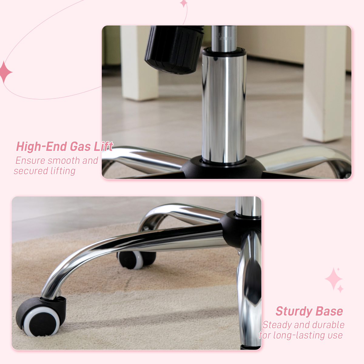 Vinsetto Home Office Chair 47 to 57 cm Height and Tilt Adjustment Velvet Upholstery with Diamonds for Home Office