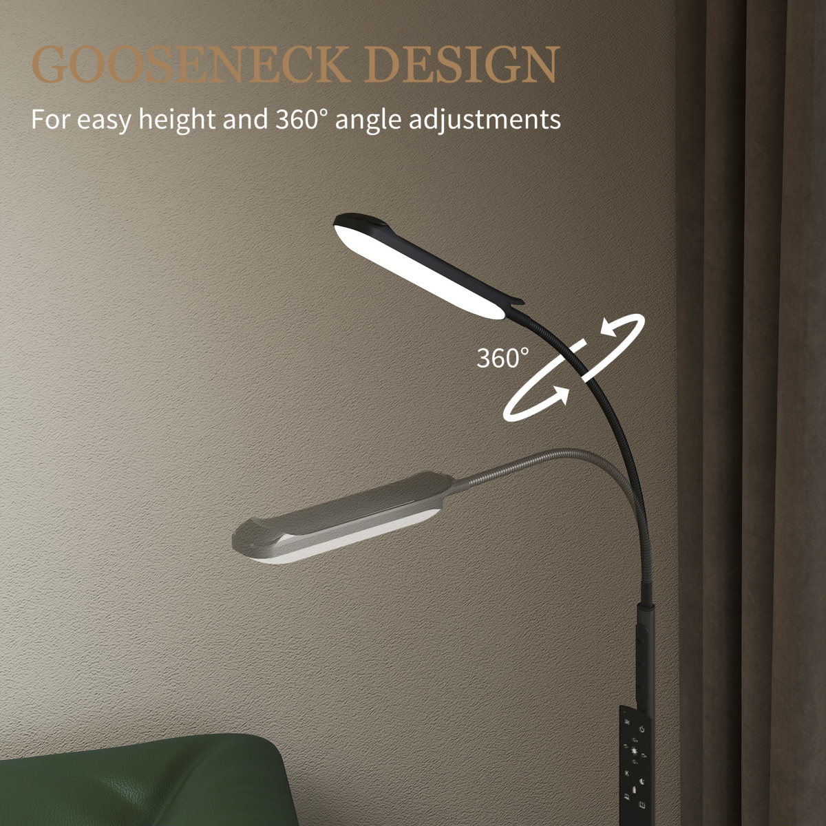 Versatile HOMCOM LED Floor Lamp for Living Room with Magnetic Remote Control, Black, featuring adjustable brightness and scene modes.