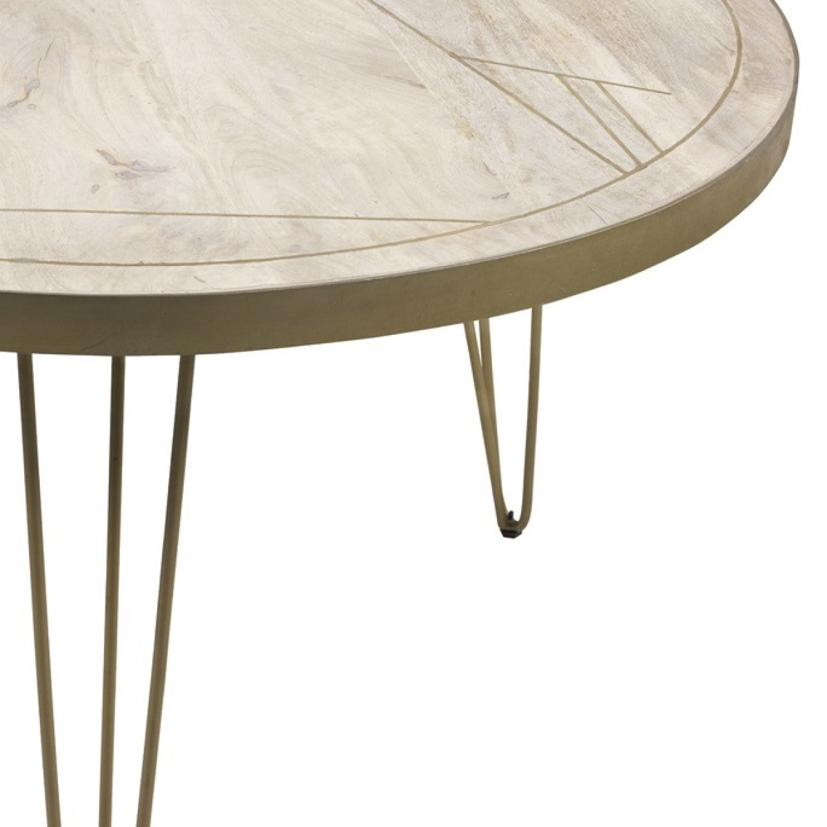 Light Gold Round Dining Table With Metal Inlay Dining Room - Indian Hub - Home Symphony