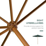 Outsunny Outsunny Wooden Garden Parasol with Rope Pulley Mechanism and 8 Ribs Dark Green - Parasol