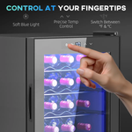 HOMCOM Freestanding Wine Cooler Fridge with Glass Door, 20 Bottle, LED Light - Wine Rack