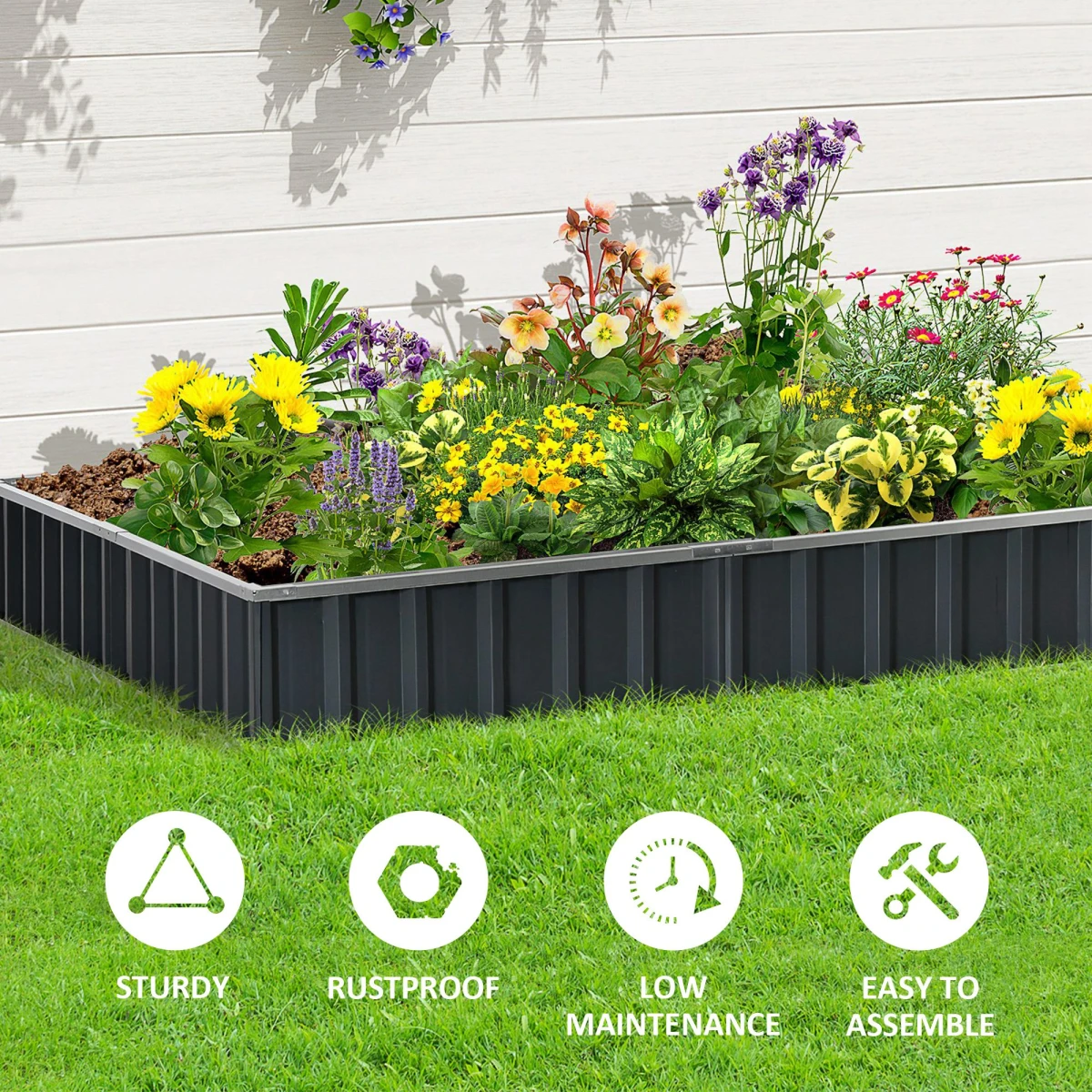 Outsunny Metal Raised Garden Bed 258x90cm With Gloves Kit by Outsunny