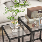 HOMCOM Nesting Tables 2 Tempered Glass Home by HOMCOM