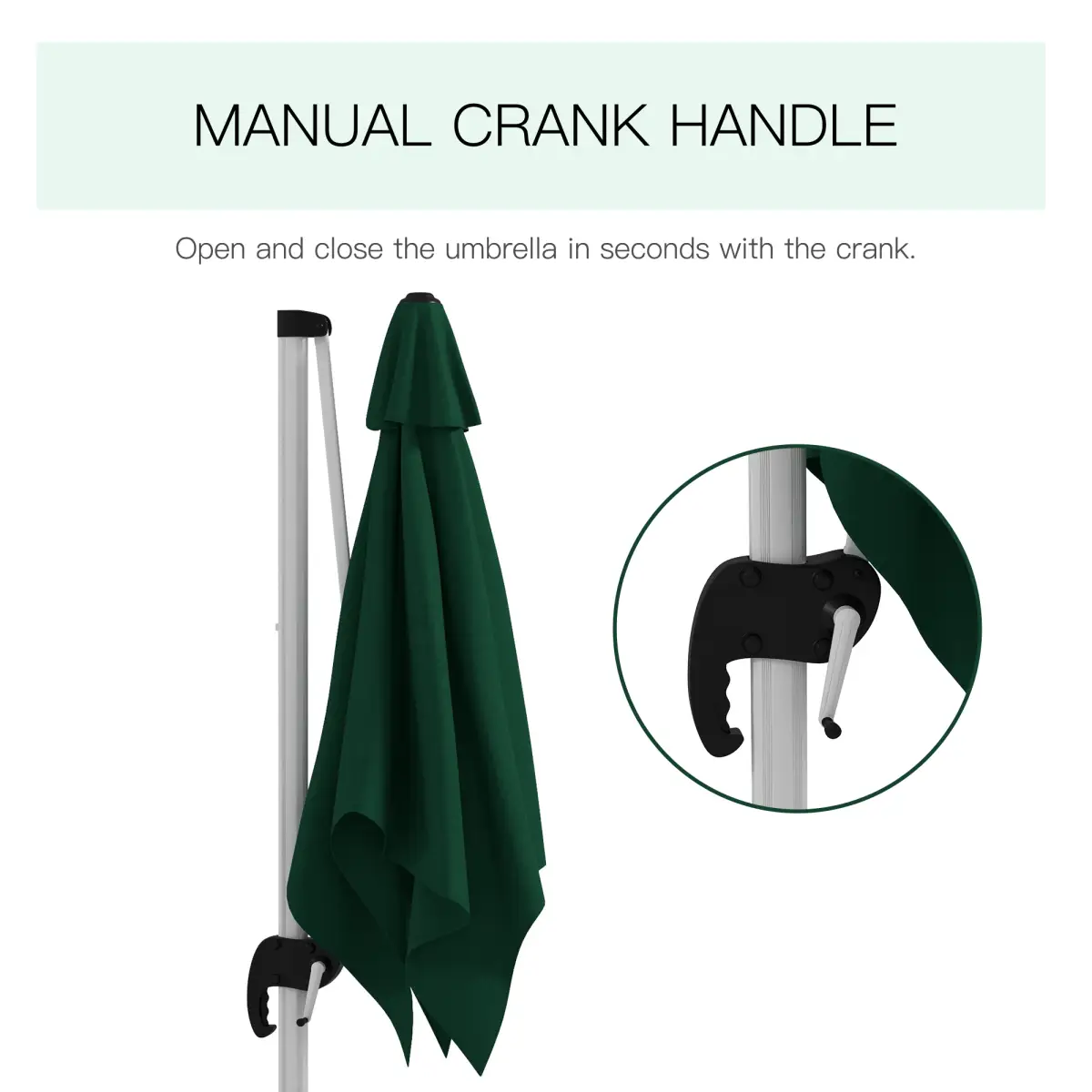 Outsunny Outsunny 3 x 3(m) Cantilever Roma Parasol Garden Umbrella with Cross Base Green - Parasol