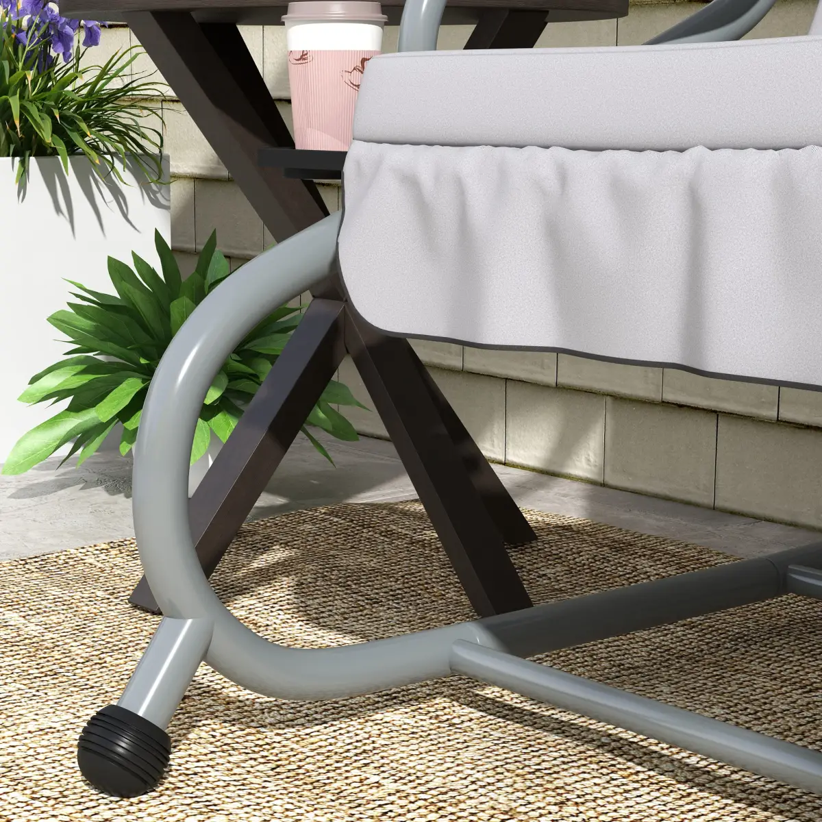 Outsunny Outsunny 2-in-1 Garden Swing Chair for 3 Person w/ Adjustable Canopy, Grey - Hammocks