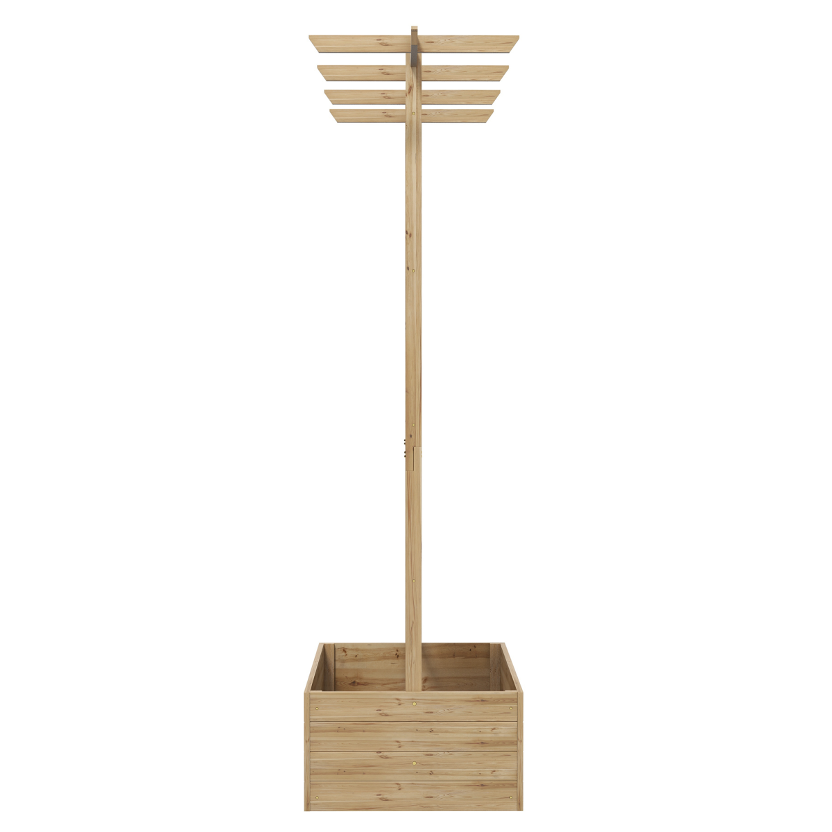 Wooden planter with back trellis, 60x40x80cm, natural fir wood finish.