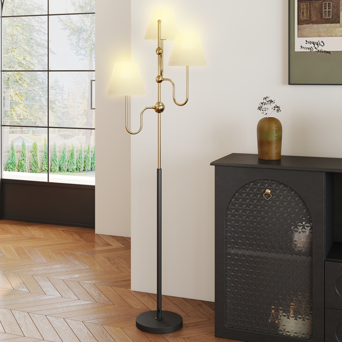 Enhance your space with the HOMCOM 3-Light Floor Lamp, 165 cm Tall Standing Lamp with Foot Switch for stylish lighting.