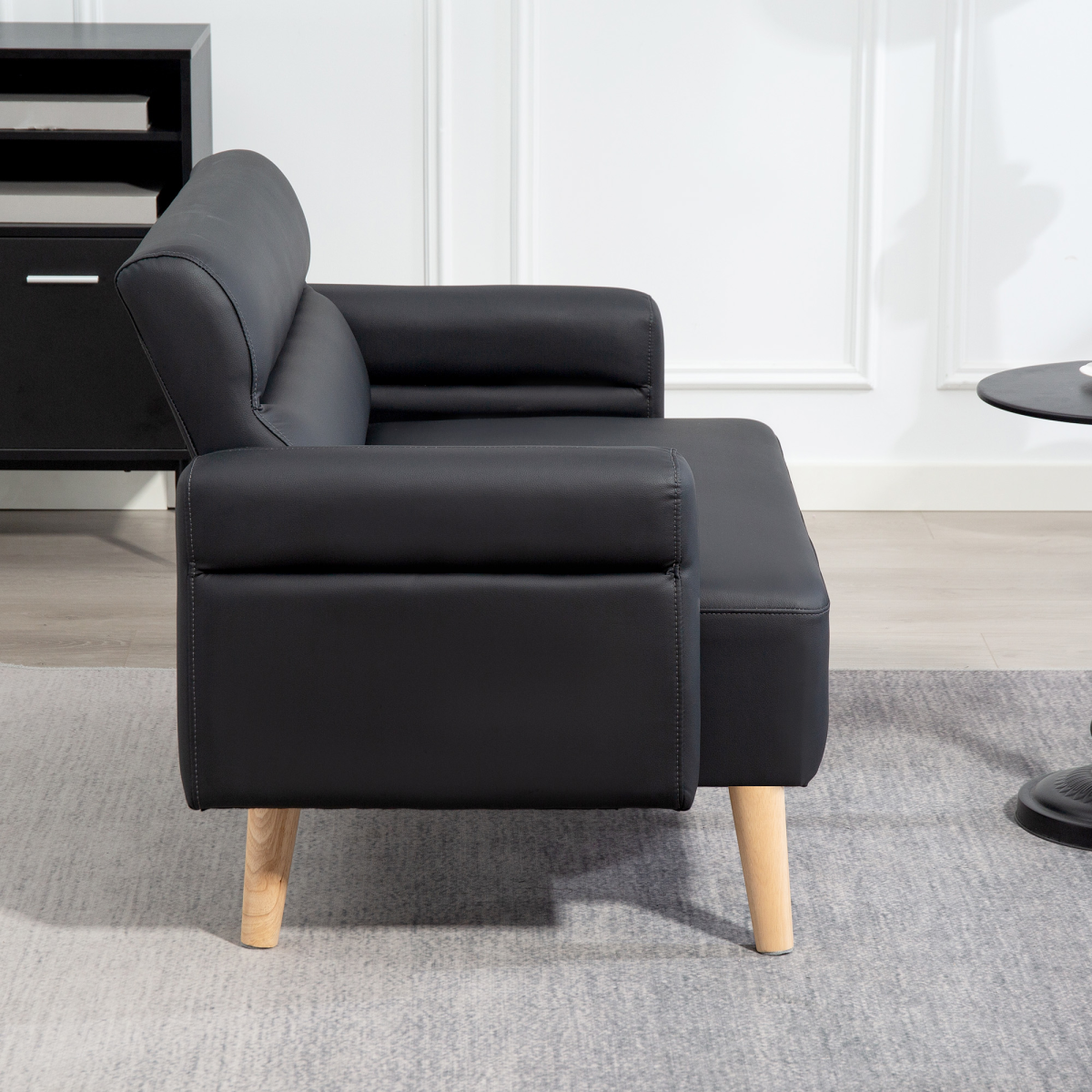 HOMCOM 2 Seater Sofa Compact Faux Leather For Small Spaces - HOMCOM - Home Symphony