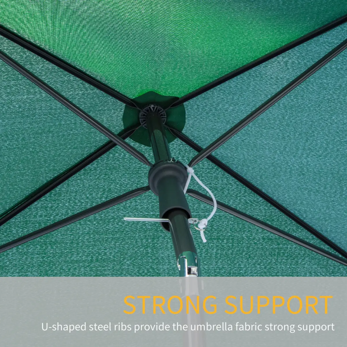 Outsunny Aluminium Sun Parasol Garden Tilting Umbrellas Patio Rectangular, 2x1.25m, Green - Parasol
