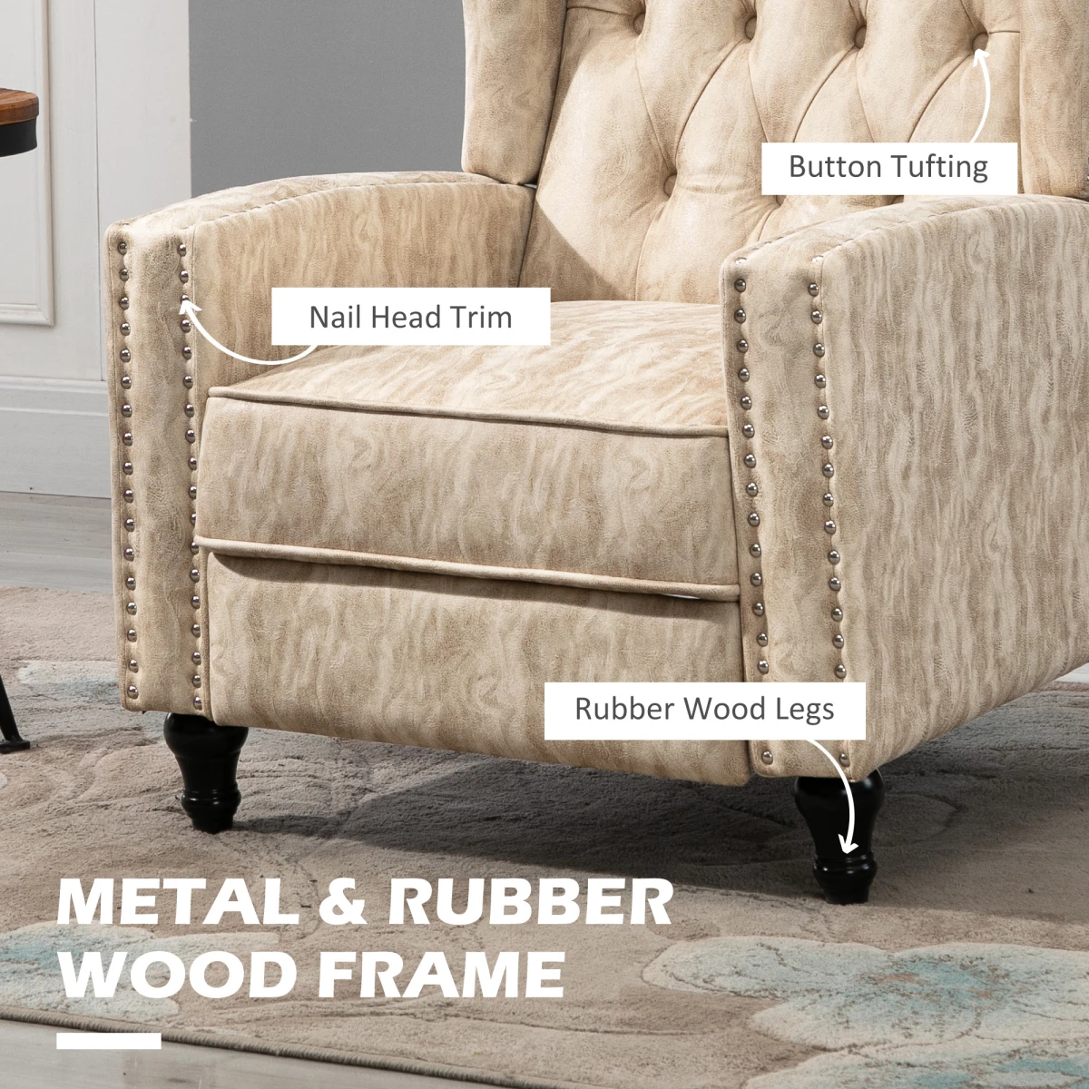 HOMCOM HOMCOM Armchair Standard Footrest Manual Recliner For Home - Armchair