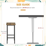 HOMCOM Set of 2 Kitchen Breakfast Bar Chairs with Footrest, Rustic Brown - Bar Stool