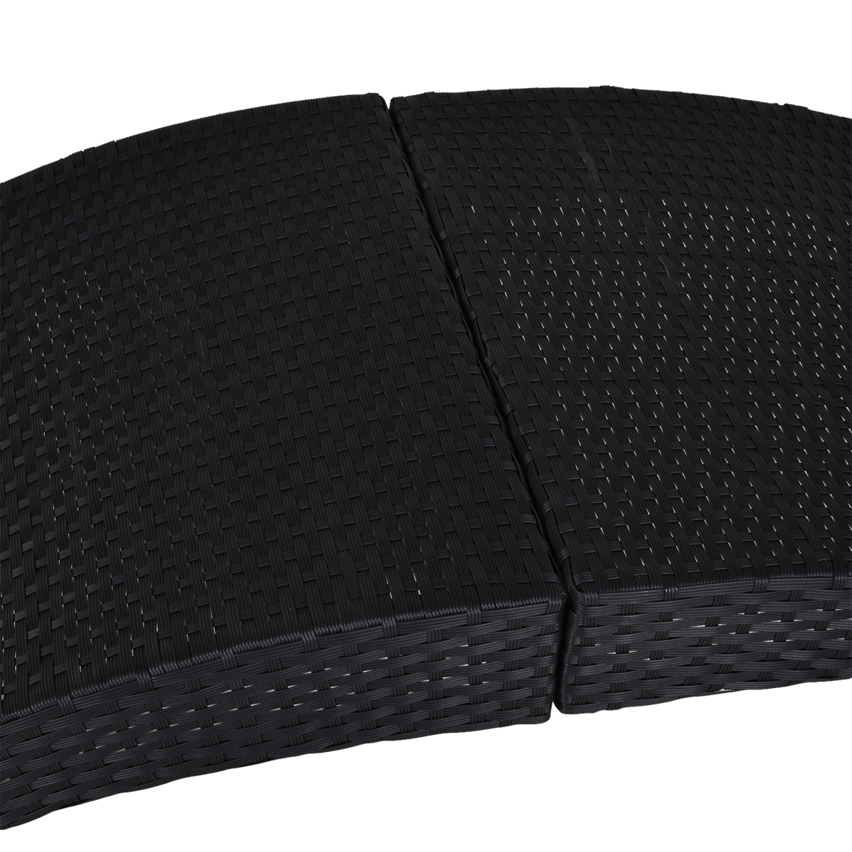 Premium black rattan sun lounger cushions with ergonomic design for outdoor lounging.