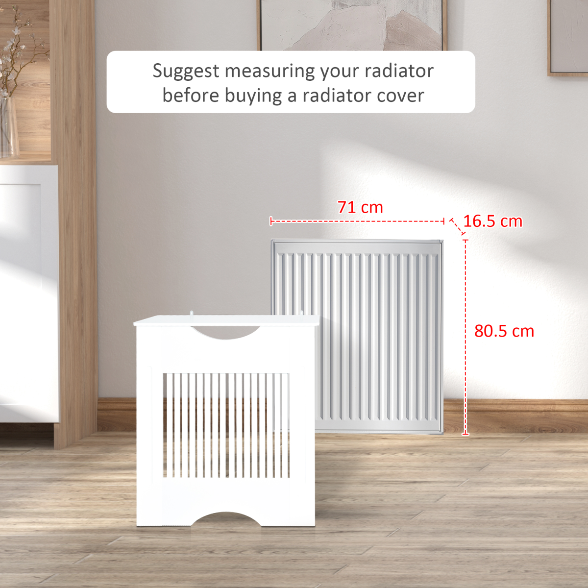HOMCOM Radiator Cover Slatted Front White Home