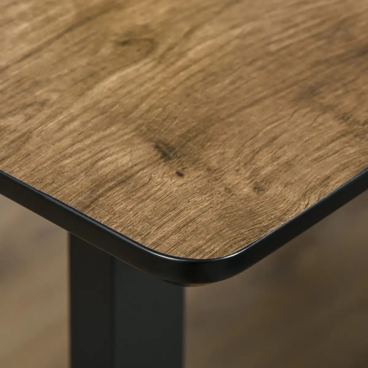 Unbranded Extendable Dining Table Rectangular Wood Effect Tabletop with Metal Frame - Dining Table