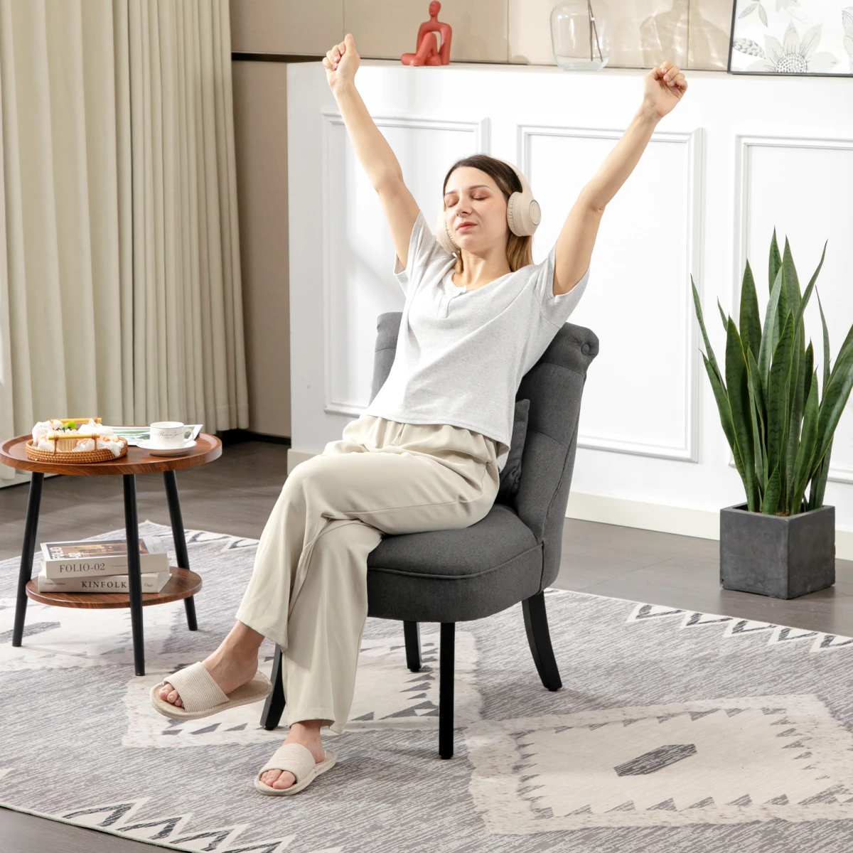 HOMCOM HOMCOM Sofa Compact Tufted Back Wood Legs Urban - Uncategorized Armchair