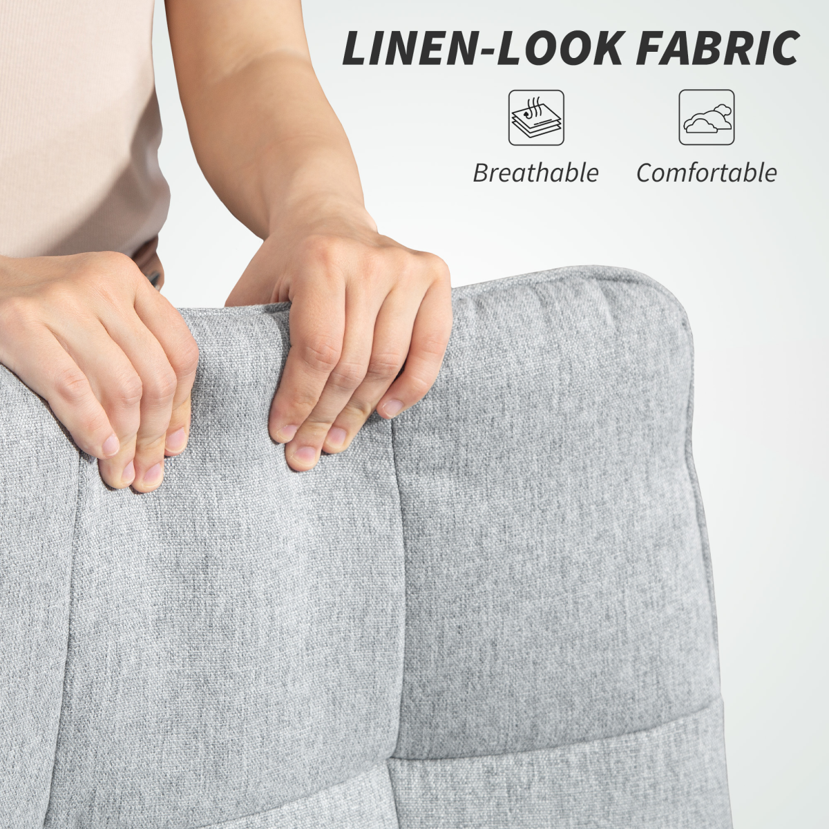 HOMCOM Fabric Office Chair Standard Size Double Layer Foam Padding Tilting For Home Office - HOMCOM - Home Symphony