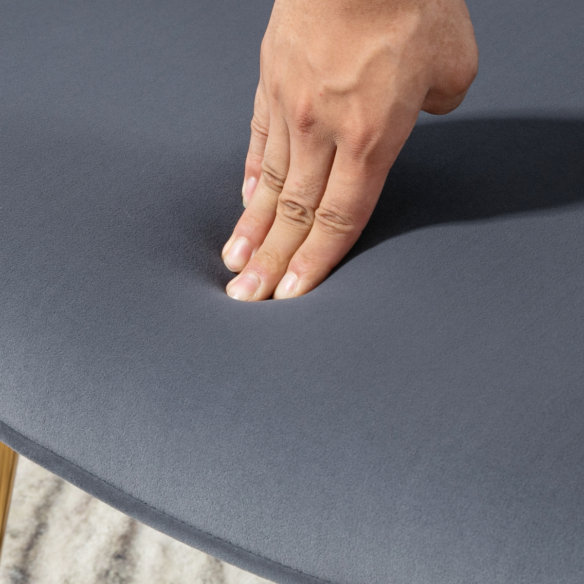 HOMCOM Armchair Footstool Button Tufted Gold Legs