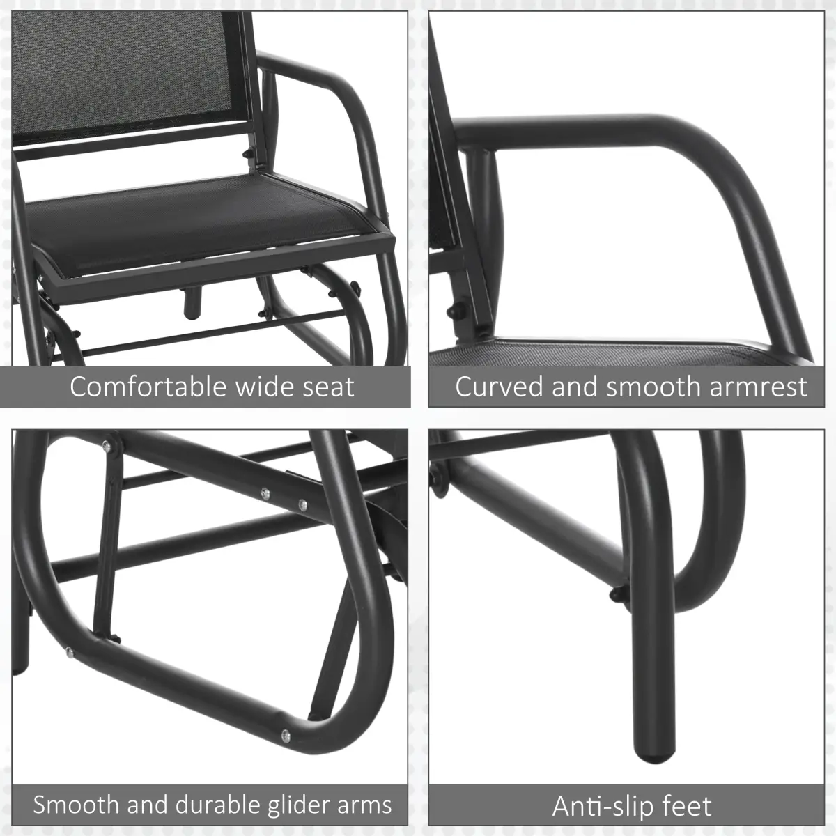 Unbranded Outdoor Gliding Swing Chair Garden Seat w/ Mesh Seat Curved Back Steel Frame - Hammocks