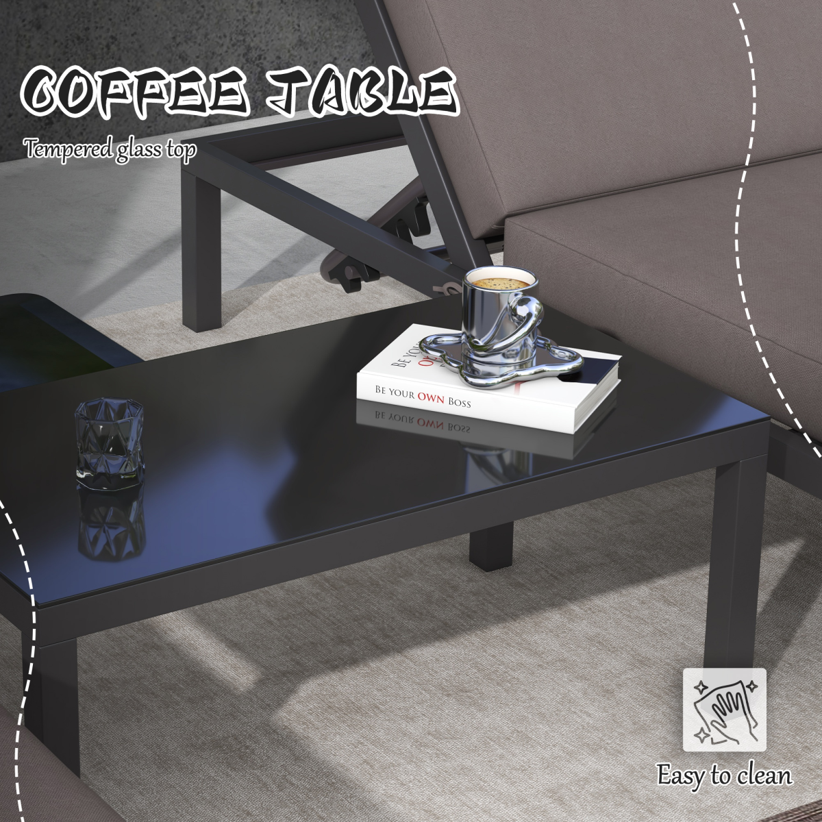 Outsunny Rattan Lounge Set 3 Piece Five Position Garden - Outsunny - Home Symphony