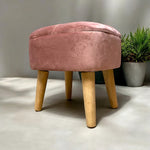 Velvet Pink Stool Compact Cushioned Footrest - MSL - Home Symphony