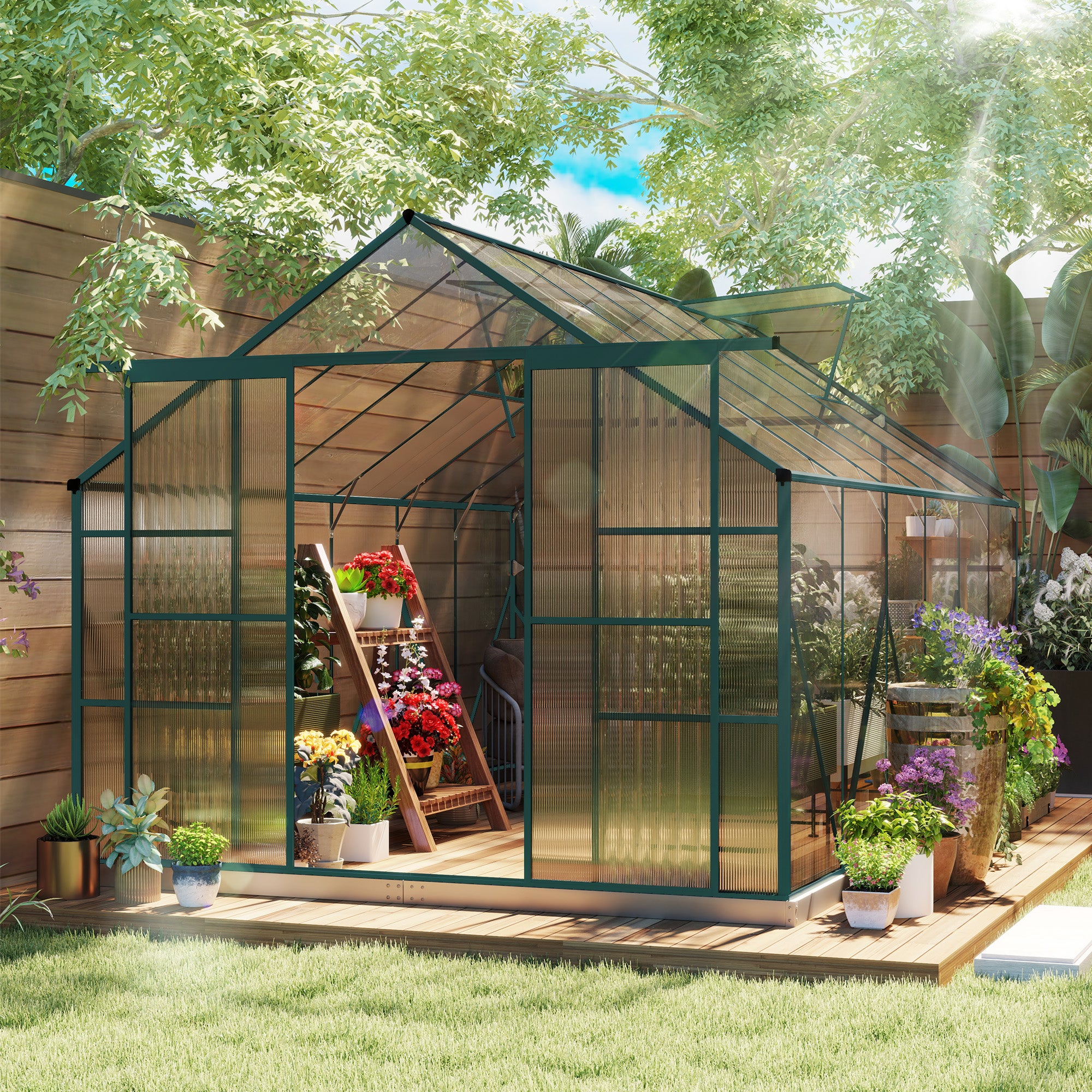 Outsunny Walk In Greenhouse 8x12 Ft With Polycarbonate Panels And Double Sliding Door For Gardeners - Unbranded - Home Symphony