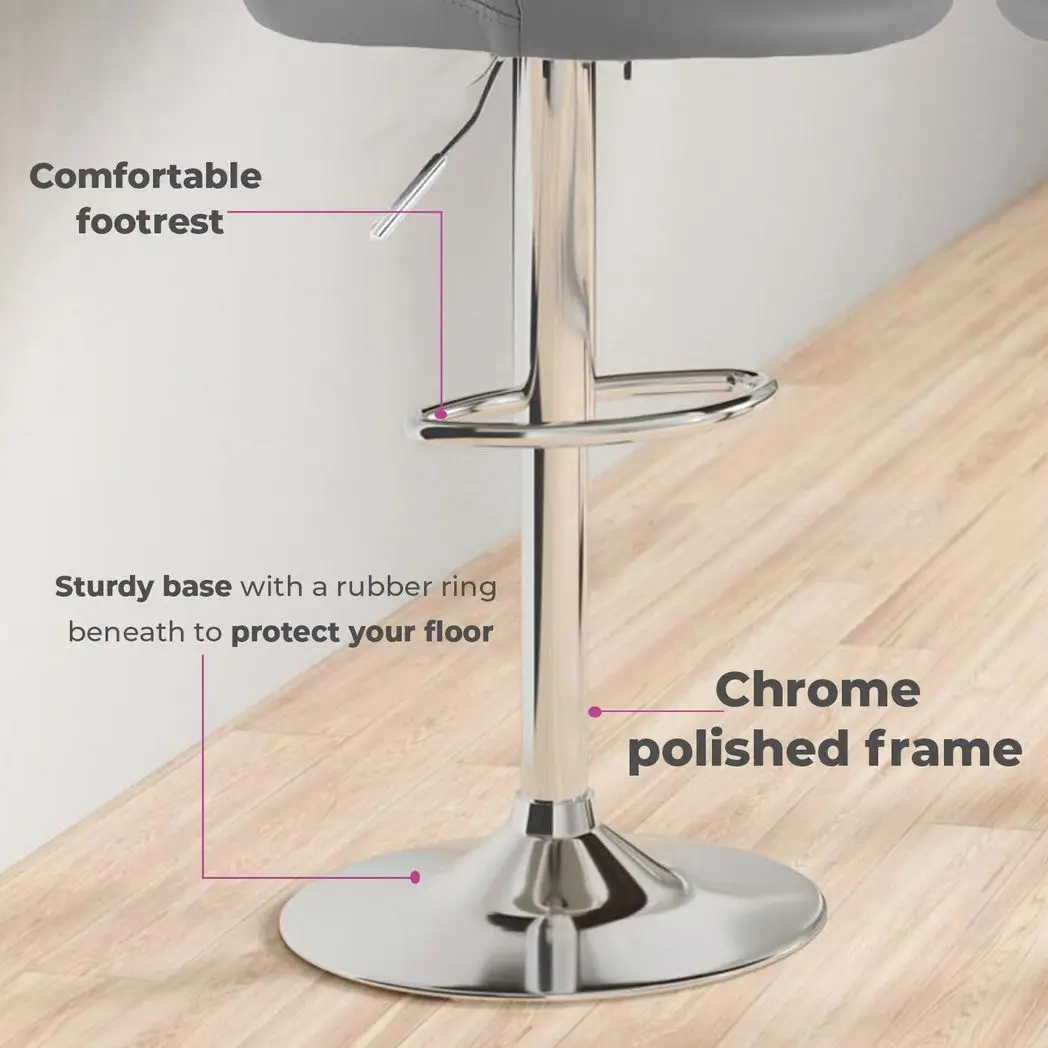 Neo Neo Set of Two Dark Grey Leather Bar Stools - Bar Stool