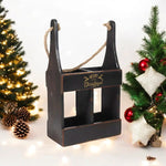 MSL 39CM WOODEN BLACK 2 BOTTLE WINE HOLDER - Wine Rack