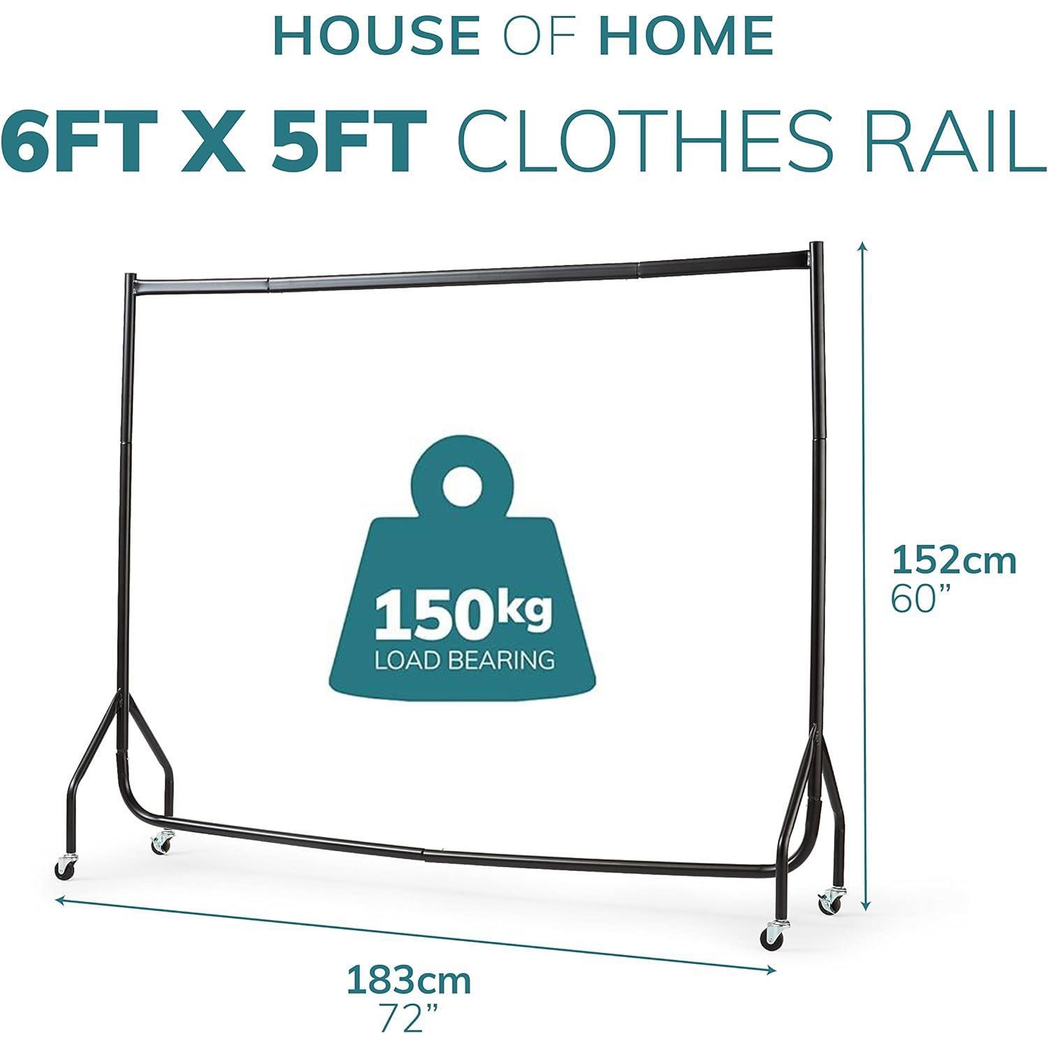 Extra Heavy Duty Clothes Rail 6ft By 5ft Pop Clip Home Use - Direct Online Houseware - Home Symphony