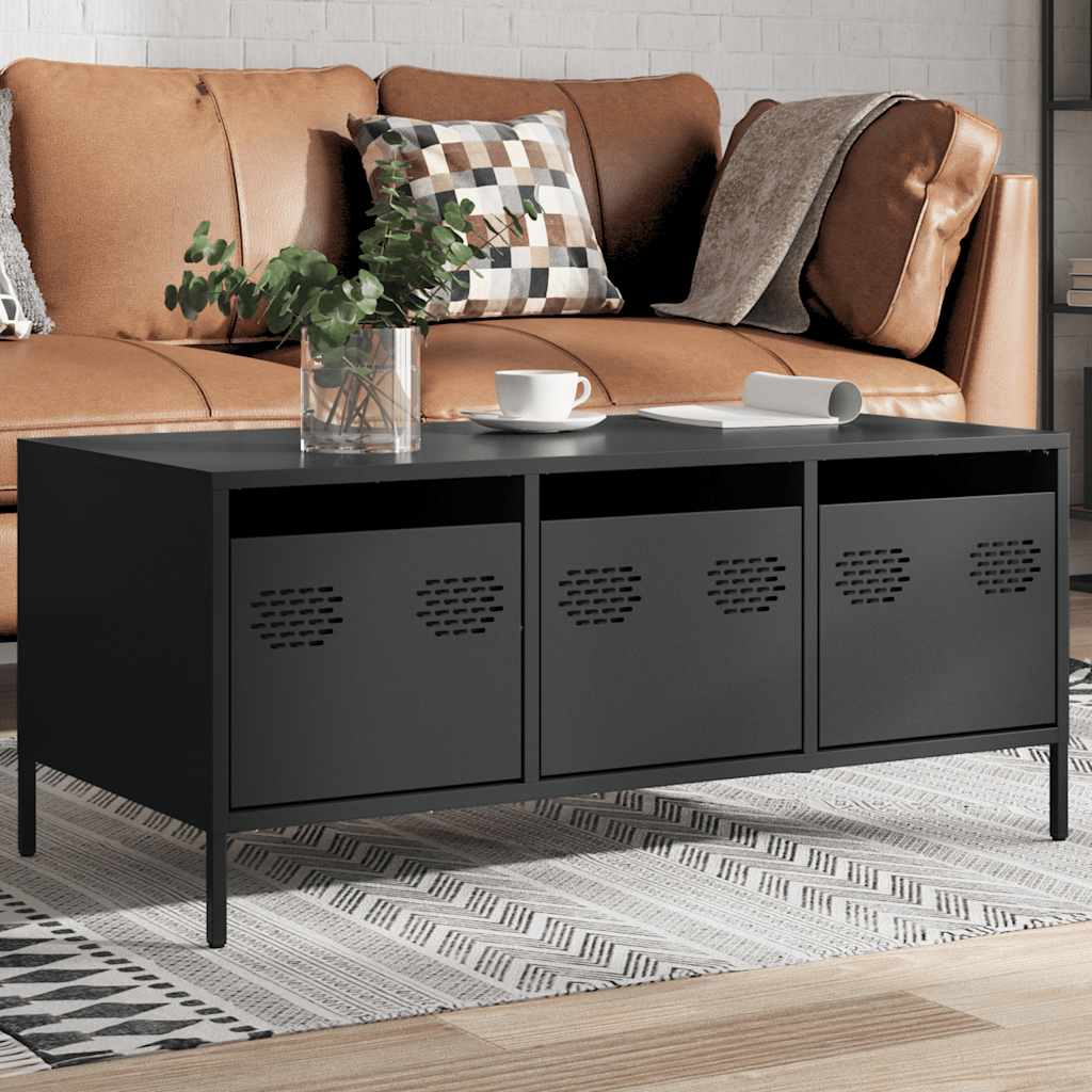 VidaXL Coffee Table 101.5x50x43.5 cm Industrial Black Cold-Rolled Steel Living Room