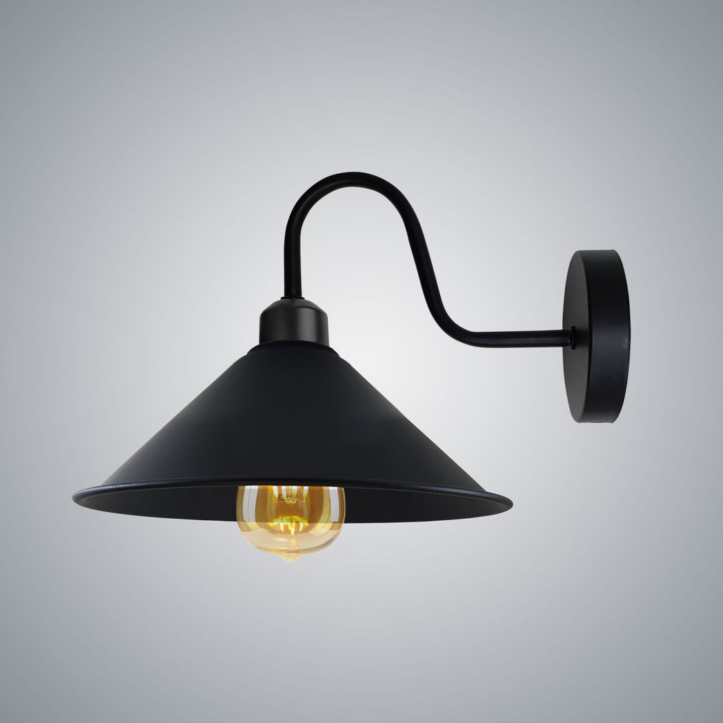 Black Wall Sconce Cone Shade Swan Neck E27 For Living Room - Un-branded - Home Symphony