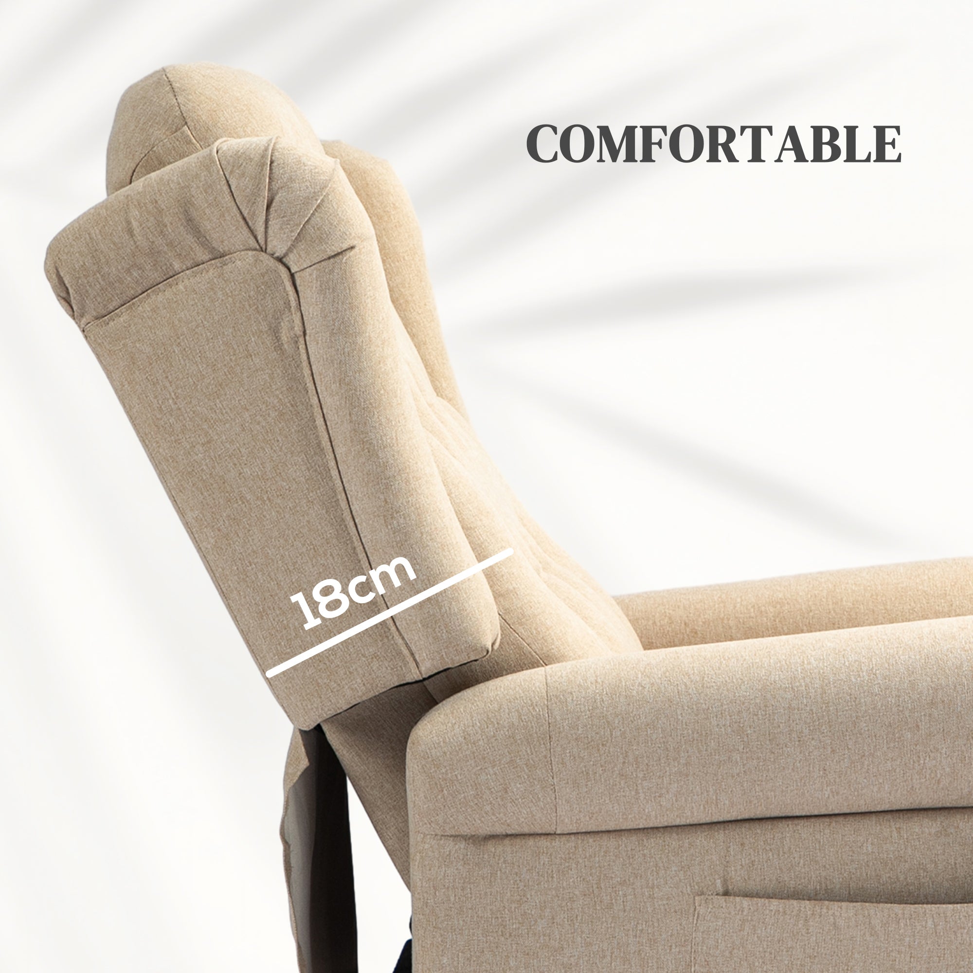 HOMCOM Power Lift Recliner Armchair with Wingback, Button Tufted, Beige - Home Symphony