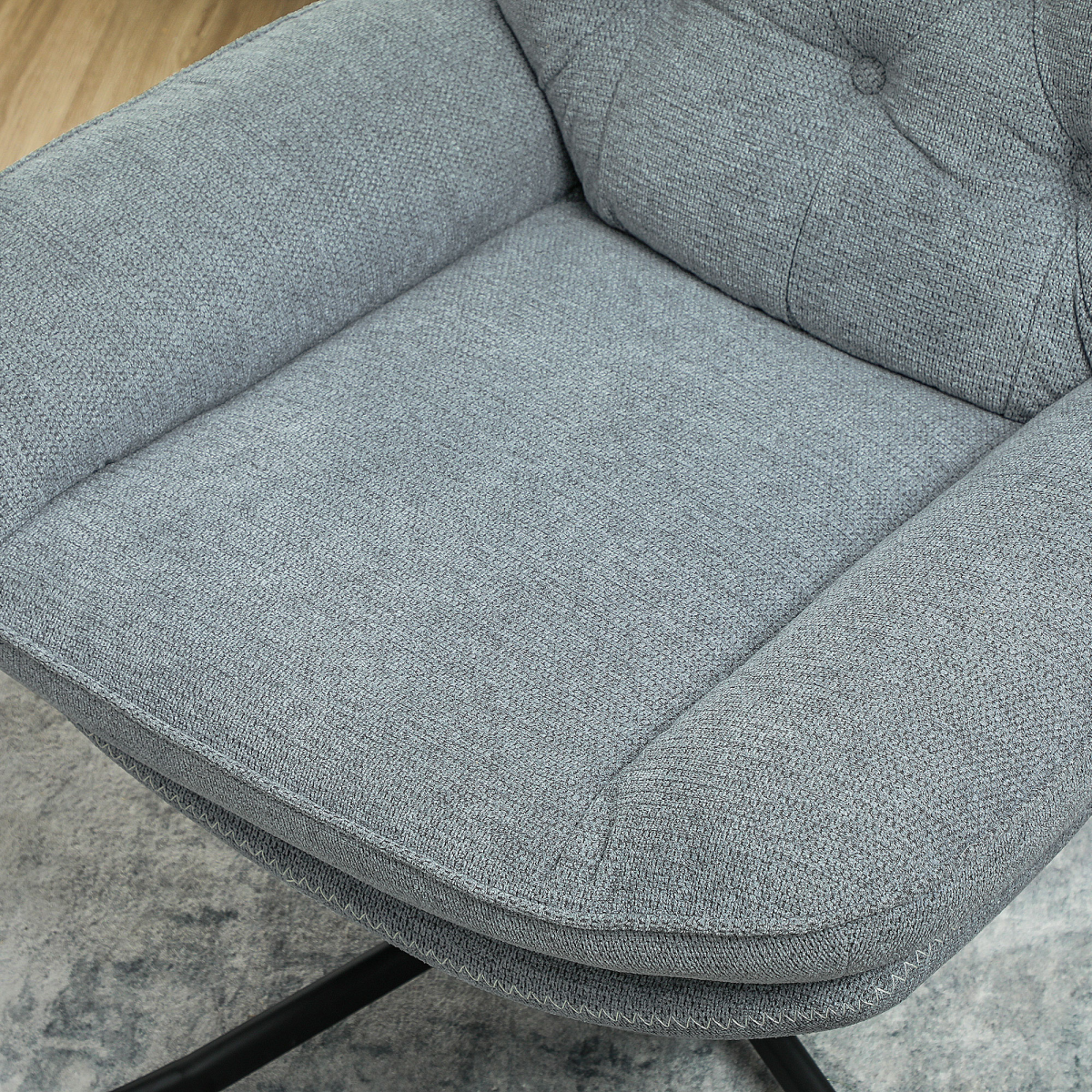 Homcom Accent Chair Medium WaterRepellent Chenille Home in modern grey chenille with tufted back.