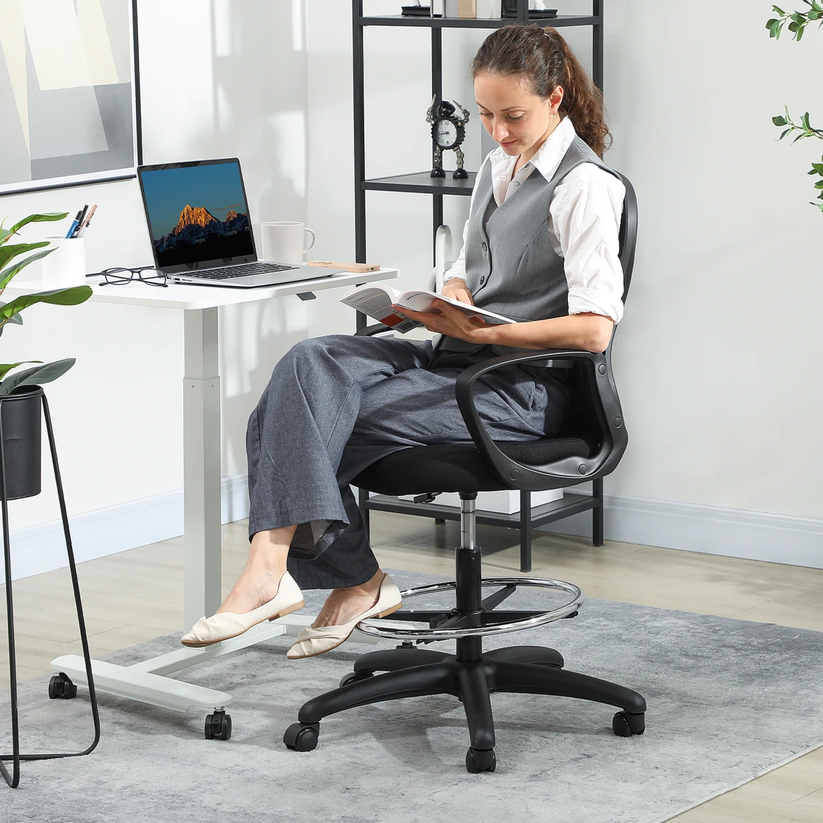 Vinsetto Mesh Office Chair Adjustable Height With Lumbar Support For Home Office Use by Vinsetto