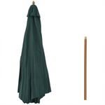Outsunny Outsunny Wooden Garden Parasol with Rope Pulley Mechanism and 8 Ribs Dark Green - Parasol