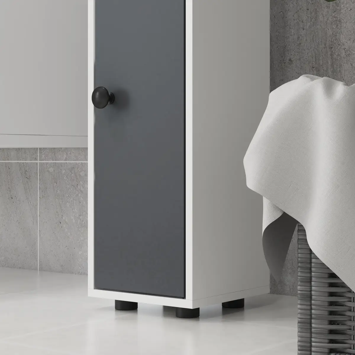 kleankin kleankin Slim Bathroom Cabinet, Toilet Roll Storage w/ Open Shelves, Grey - Display Cabinet