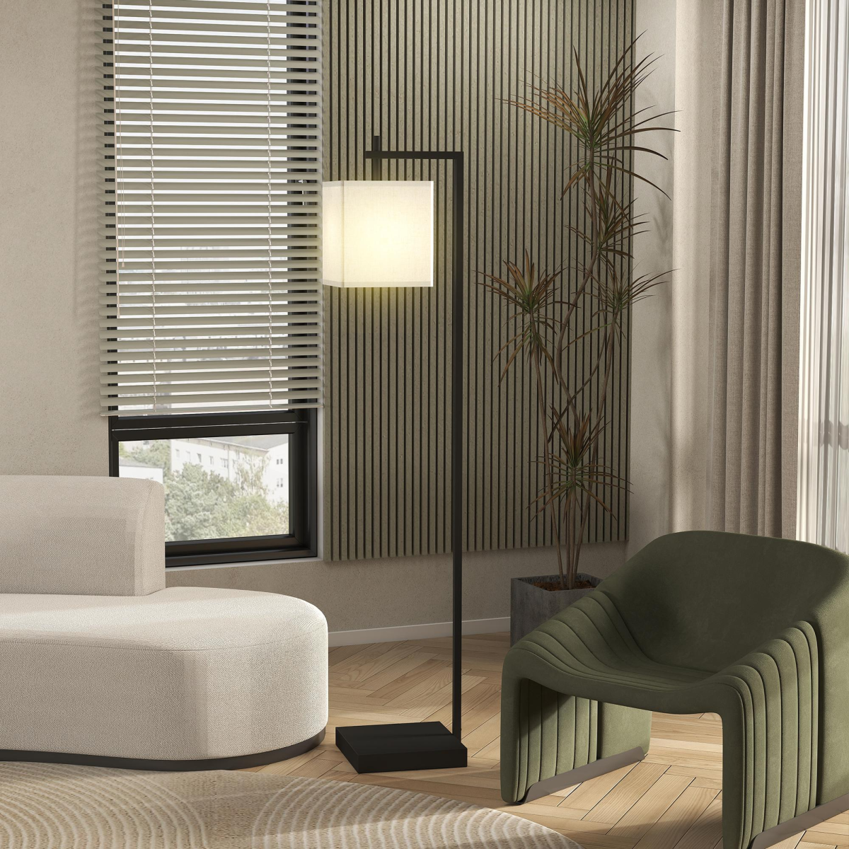 HOMCOM 66" Modern Floor Lamp for Living Room with 10 Brightness Levels enhances your space with style and versatility.