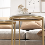 HOMCOM HOMCOM Nesting Coffee Tables Set of 2 With Marble Look Tops and Gold Frames for Modern Living Room - Coffee Table