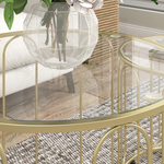 HOMCOM Nesting Coffee Tables Glass Top Gold Home by HOMCOM