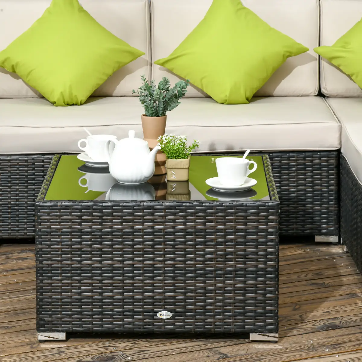 Outsunny Outsunny 8 Pieces Patio Rattan Sofa Set Garden Furniture Set for Outdoor Brown - Garden Sofa Sets