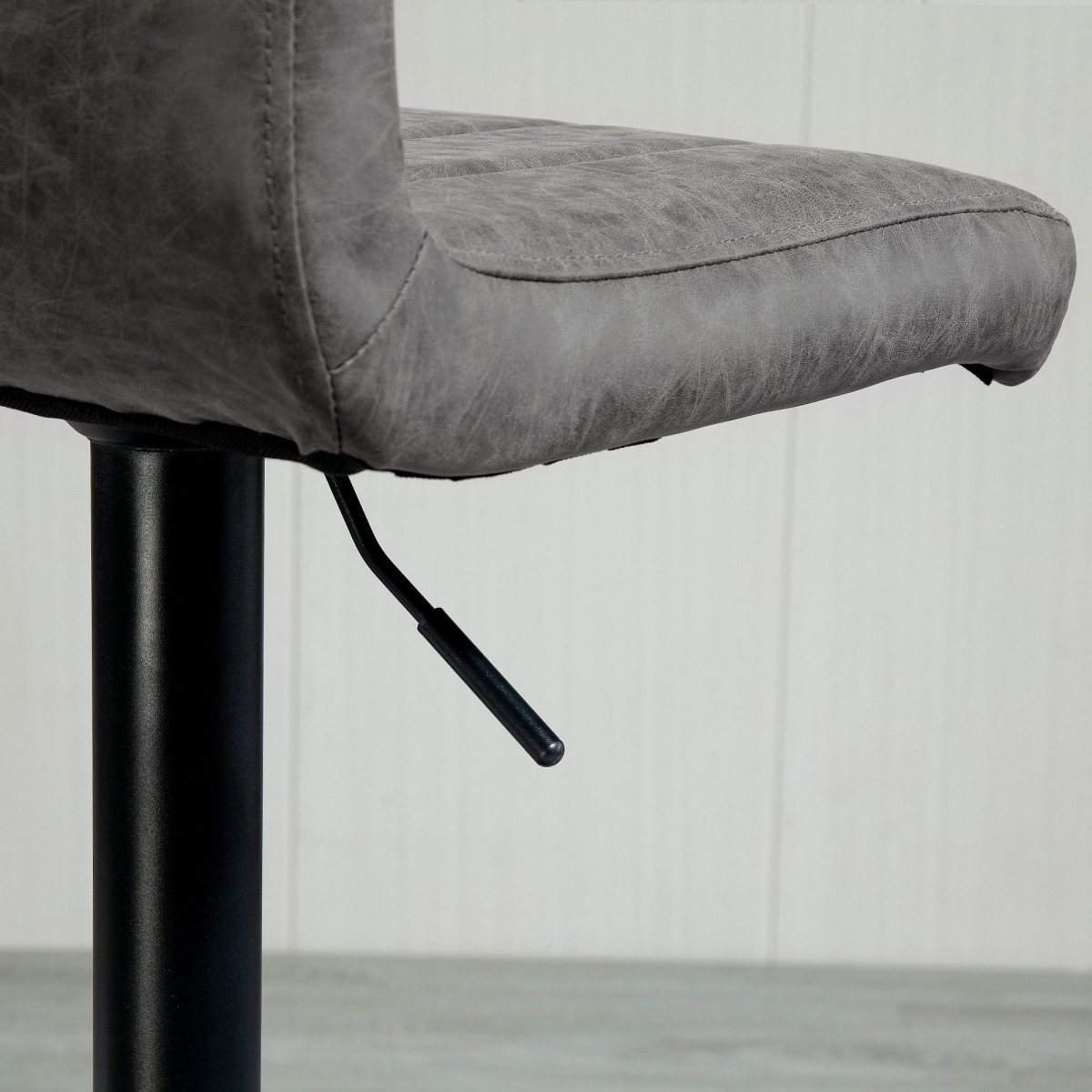 HOMCOM Premium Bar Stools Set Of 2 Adjustable Height With Footrest Grey PU Leather For Home Kitchen - Homcom - Home Symphony